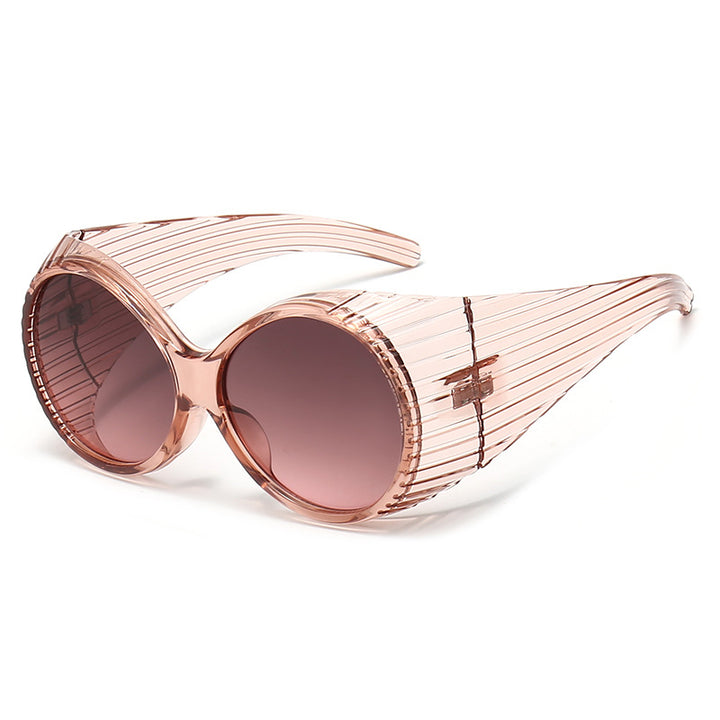 Dame Oversized Cat-Eye Solbriller med stilig, strukturert ramme Luvikno
