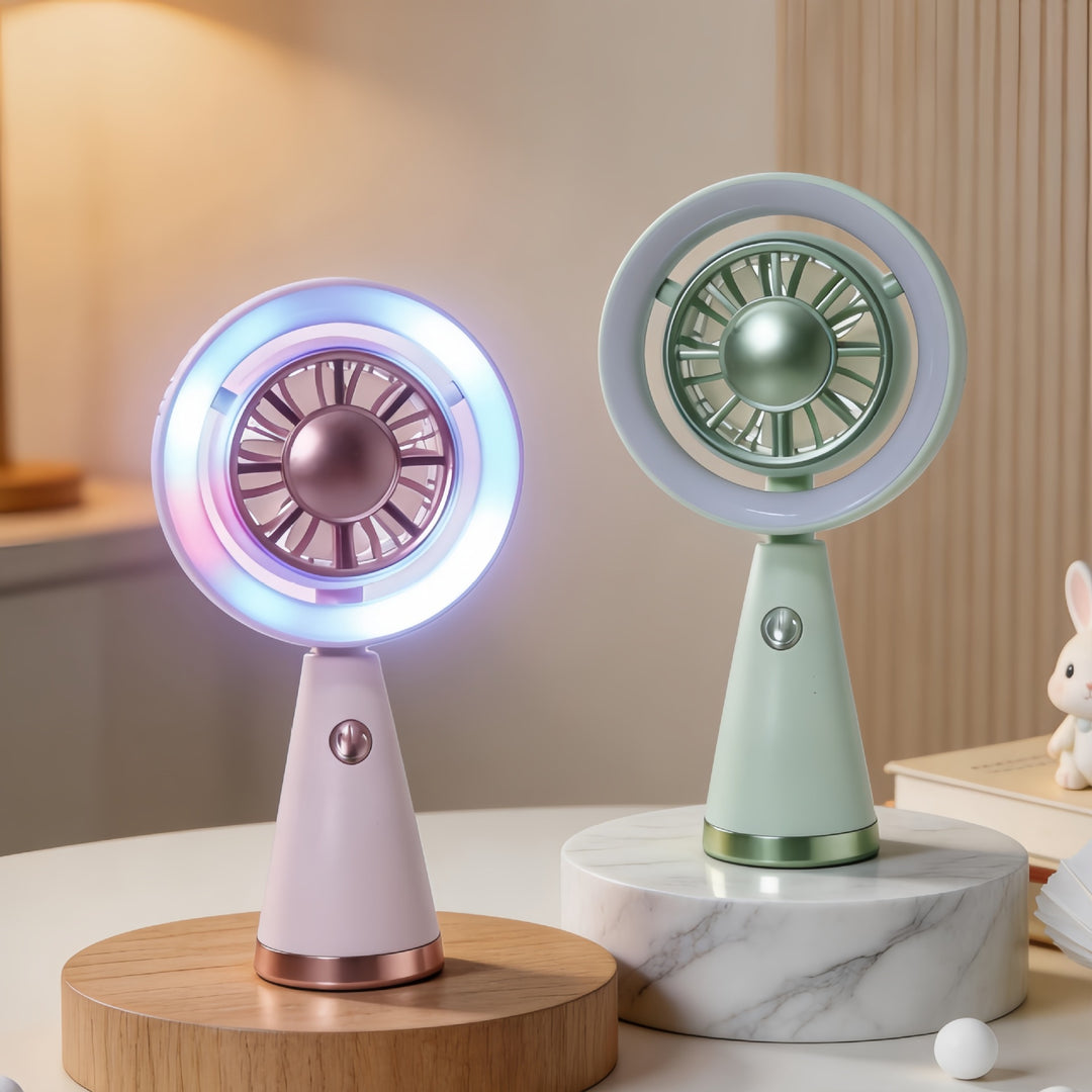 Dame Bærbar Mini-Luftventilator med LED-belysning og fleksibelt design Luvikno