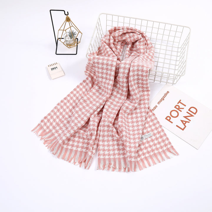 Dame elegant skjerf med houndstooth mønster Luvikno