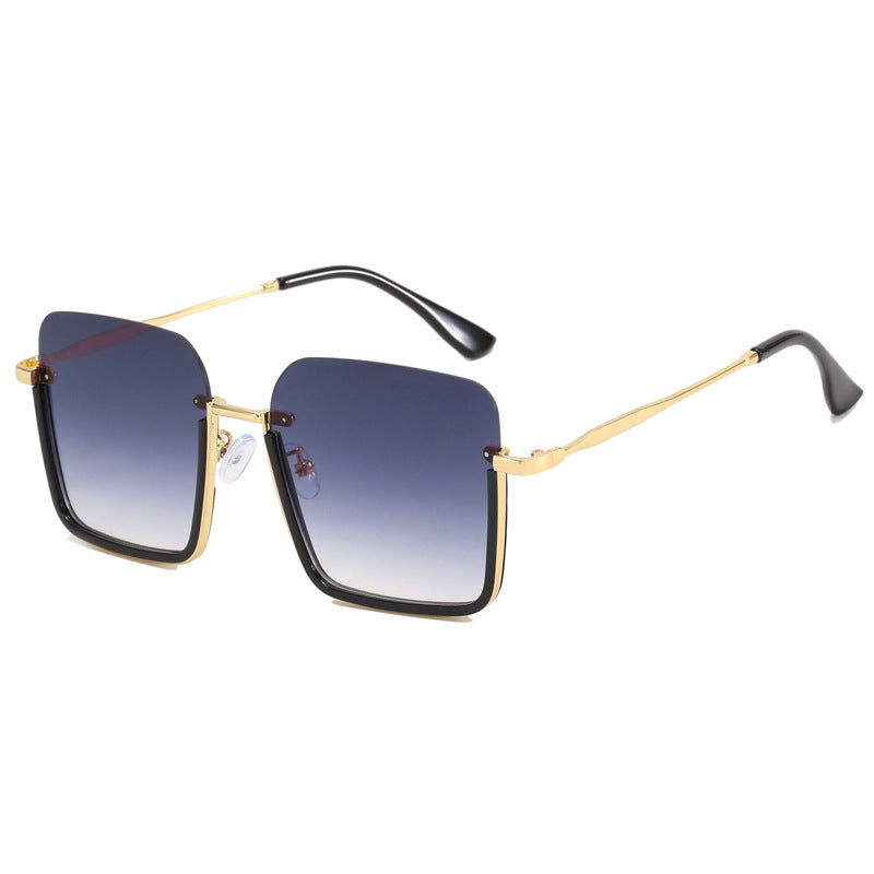 Dame oversized solbrille med elegant geometrisk ramme Luvikno