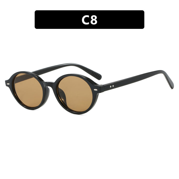 Dame rund solbrille med moderne design og polariserte glass Luvikno