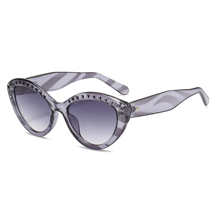 Dame Cat-Eye solbriller med glitrende detaljer Luvikno