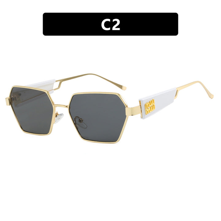 Dame heksagonal solbrille med elegant metallramme og beskyttende glass Luvikno