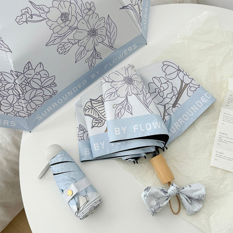 Dame kompakt paraply med blomstermotiv Luvikno