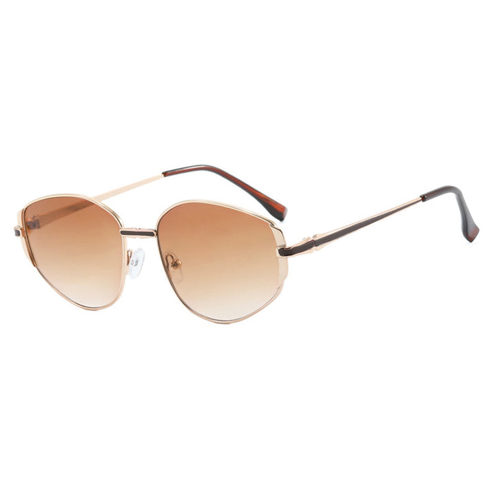 Dame moderne geometrisk solbrille med stilfull metallramme Luvikno