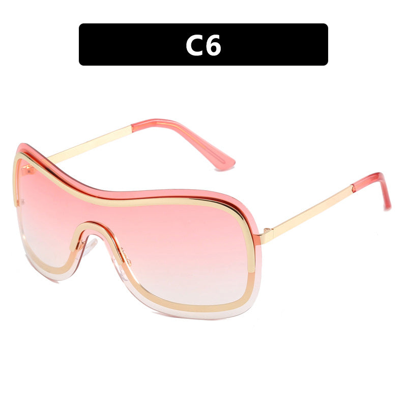 Dame stor rund solbrille med elegant metallramme Luvikno