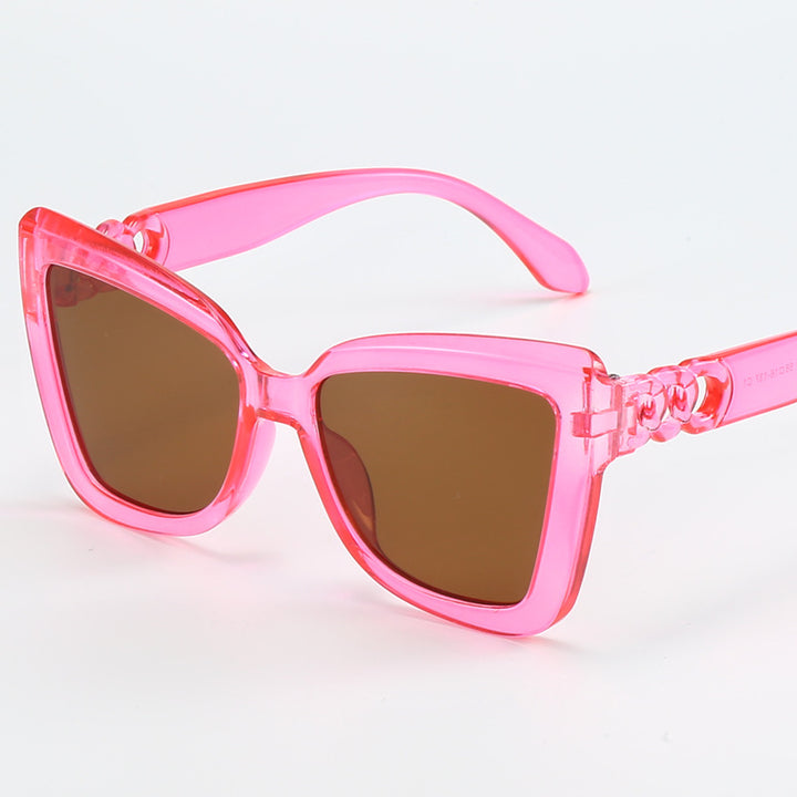 Dame moderne Cat-Eye solbriller med klar ramme og UV-beskyttelse Luvikno
