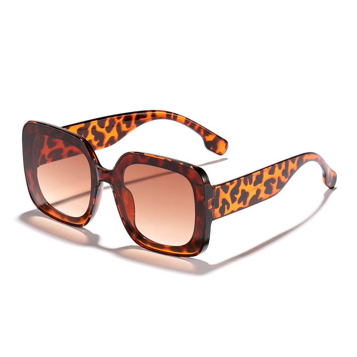 Dame firkantet solbrille med innovativt transparent rammedesign Luvikno