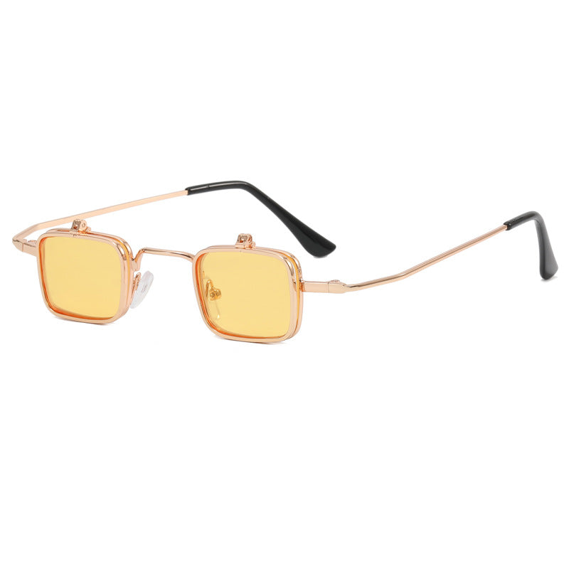 Dame designer solbrille med kvadratisk metallramme Luvikno