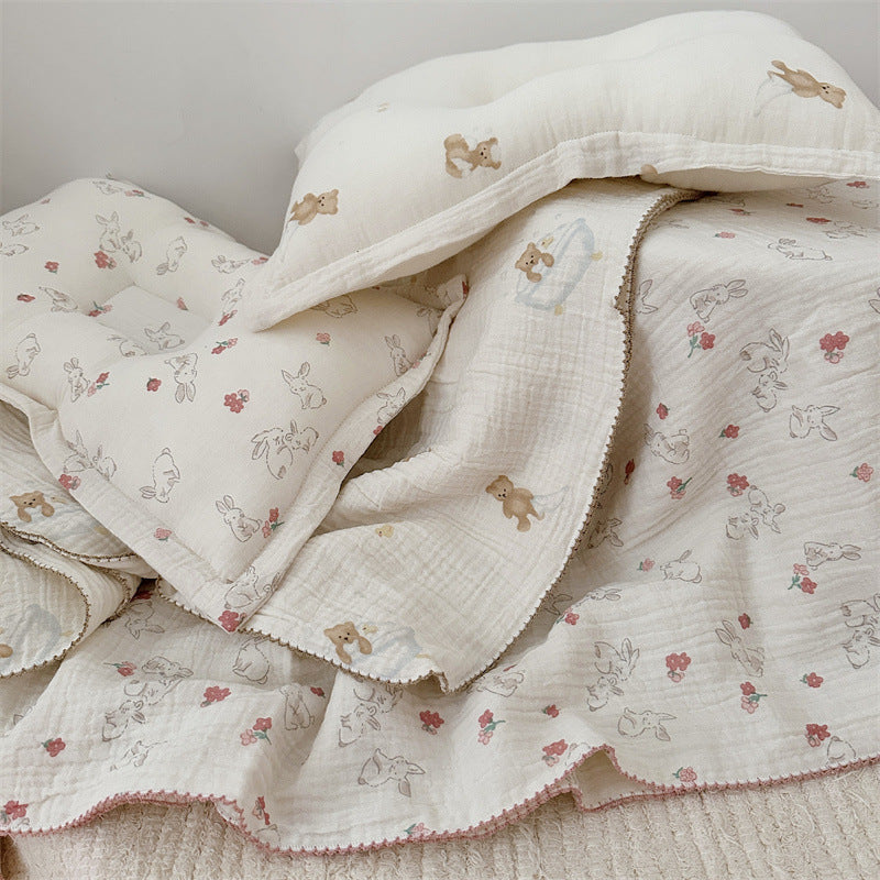 Unisex Cozy Muslin Blanket med Søtt Kanin Design Luvikno