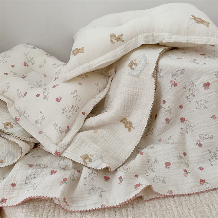 Unisex Cozy Muslin Blanket med Søtt Kanin Design Luvikno