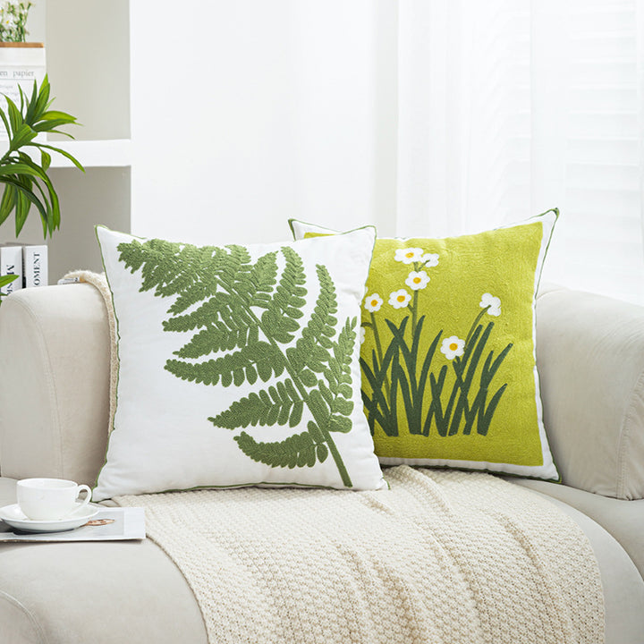 Women Decorative Cushion Cover with Fine Floral Embroidery Luvikno