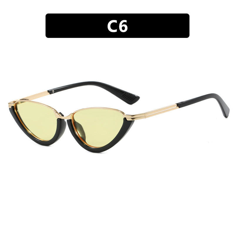 Dame futuristiske Cat-Eye solbriller med gyldne detaljer Luvikno
