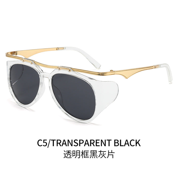 Dame Modis sport solbrille med oversized ramme og gull aksenter Luvikno