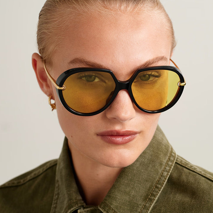 Dame Cat-Eye solbriller med blendefritt UV-beskyttelse og luksuriøs metallramme Luvikno