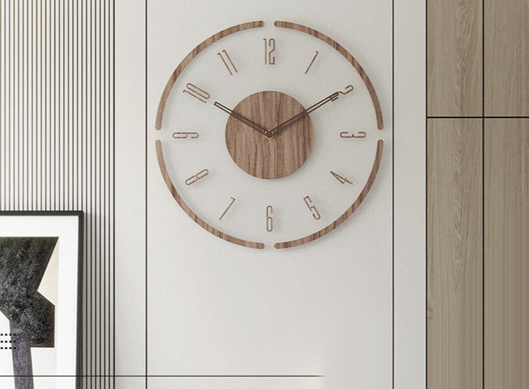 Nordisk Stille Veggdekorasjonsklokke Laget av Ekte Tre, 35 cm | Stille og Stilig | Luvikno