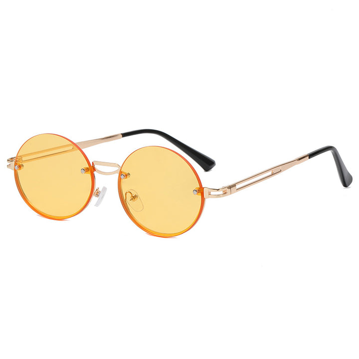Dame rund solbrille med fin metallramme Luvikno