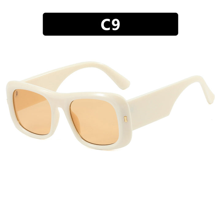 Dame oversized kvadratisk solbrille med bred ramme og polariserte linser Luvikno