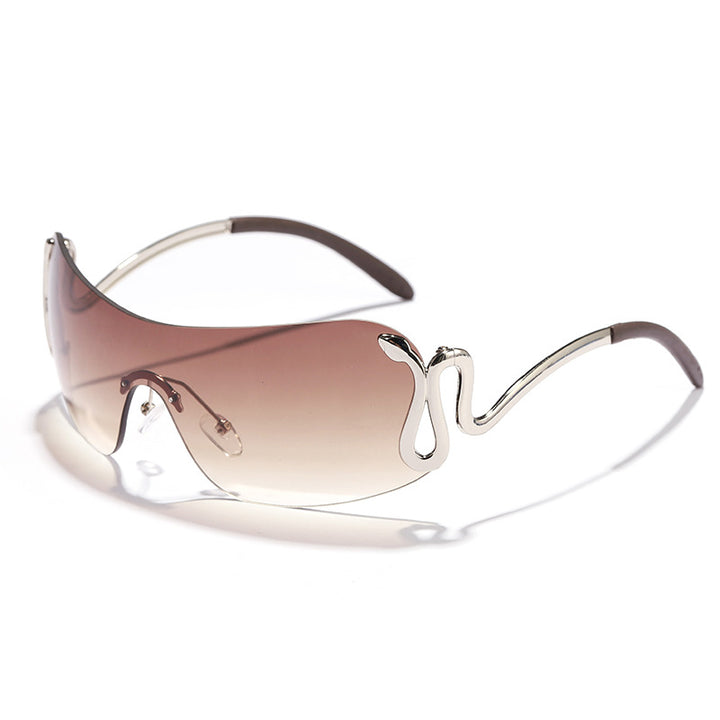 Kvinnelig mode futuristisk solbrille med buet ramme Luvikno