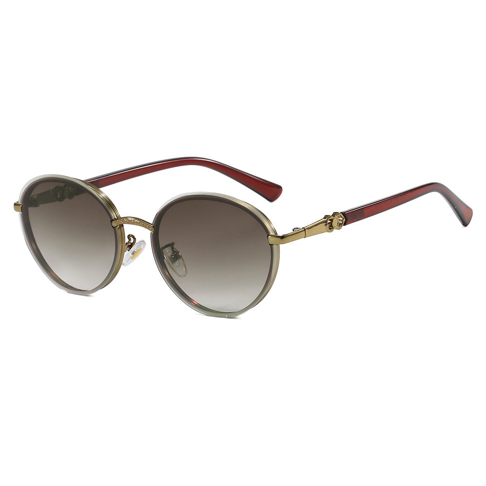 Dame elegant rund solbrille med speilende effekt Luvikno