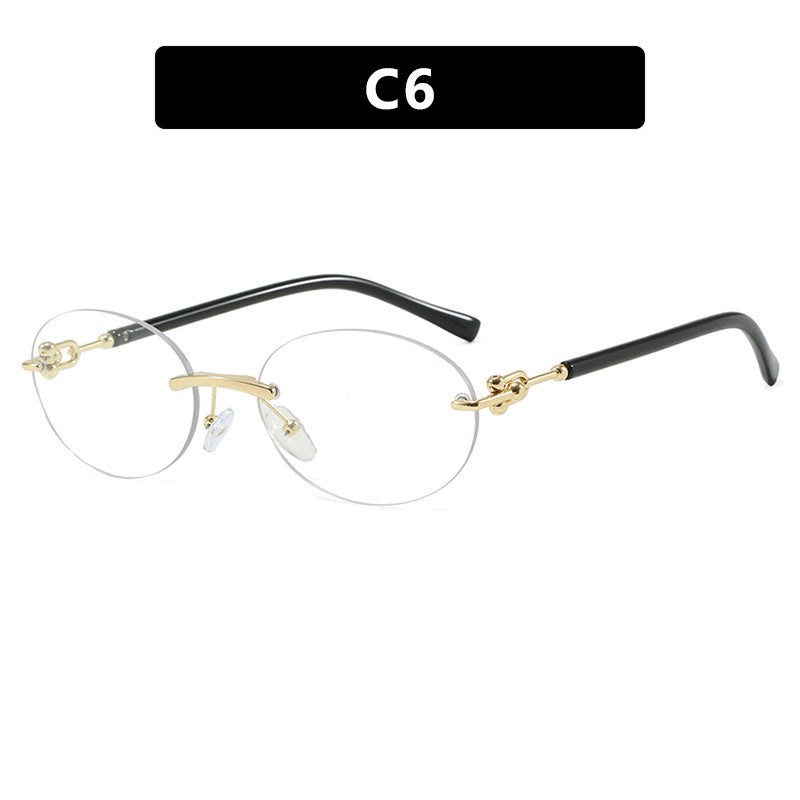 Dame oval solbrille med luksuriøs metallramme og speilbelagte glass Luvikno