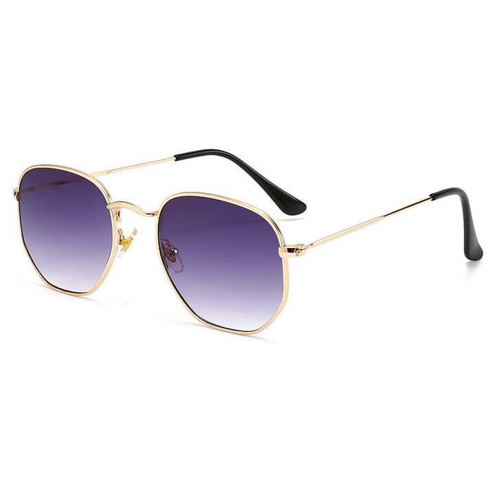 Dame Oversized solbriller med elegant gullmetallramme og solid UV-beskyttelse Luvikno