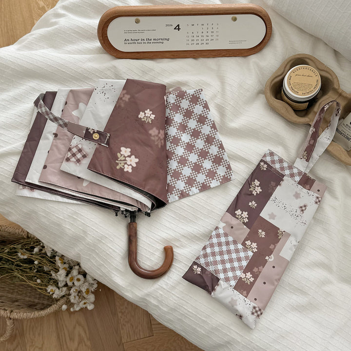 Dame Sammenleggbart Paraply med eksklusiv Patchwork-design Luvikno