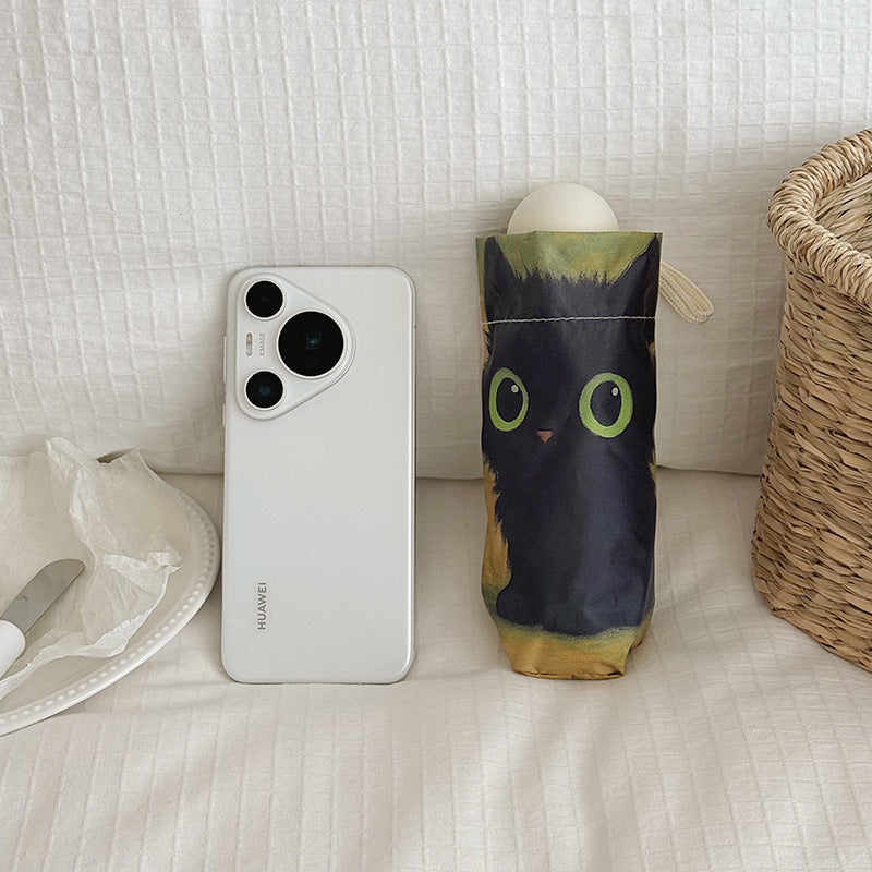 Dame foldere paraply med kreativt kattemotiv Luvikno