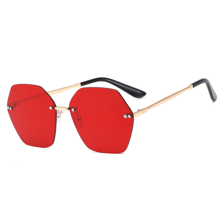 Damer hexagonal solbrille med elegant metallramme Luvikno