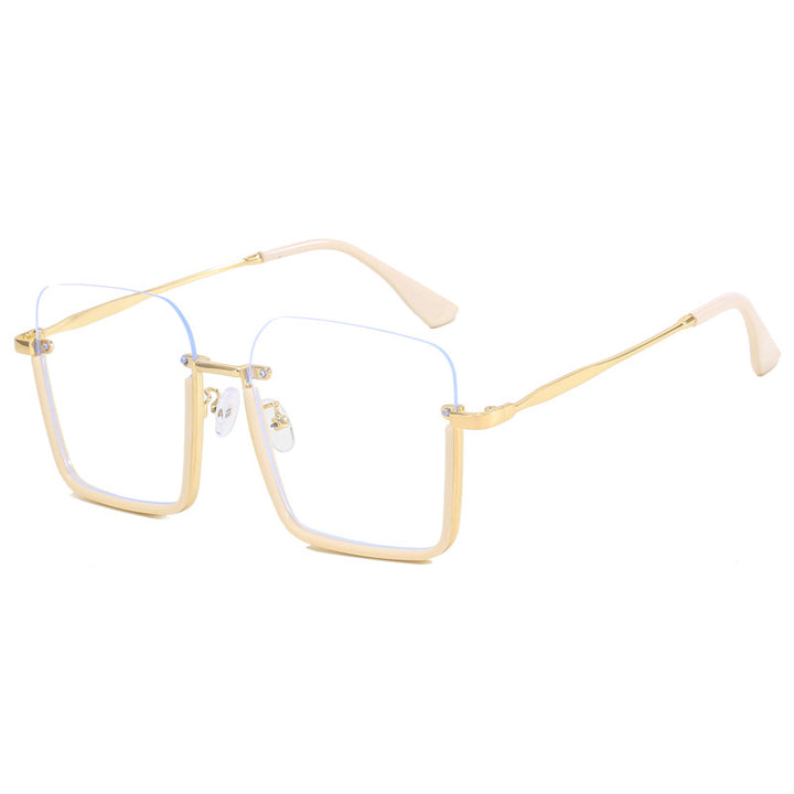 Dame oversized solbrille med elegant geometrisk ramme Luvikno