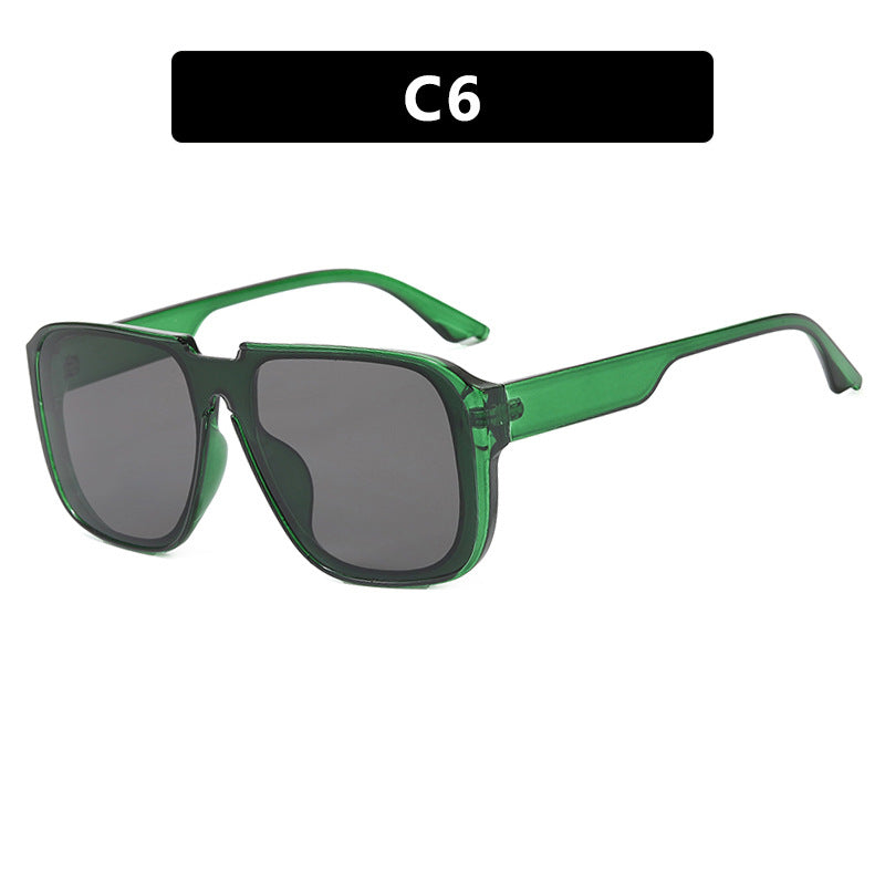 Dame trendy firkantet solbrille med gjennomsiktig, grønn ramme og beskyttende UV-filter Luvikno