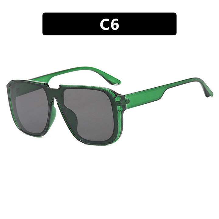 Dame trendy firkantet solbrille med gjennomsiktig, grønn ramme og beskyttende UV-filter Luvikno