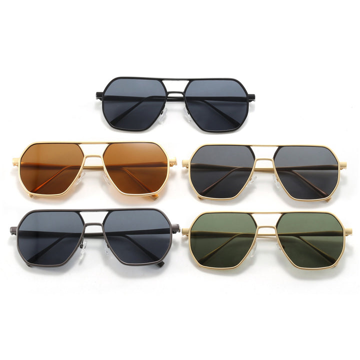 Dame trendy solbrille med moderne geometrisk ramme Luvikno