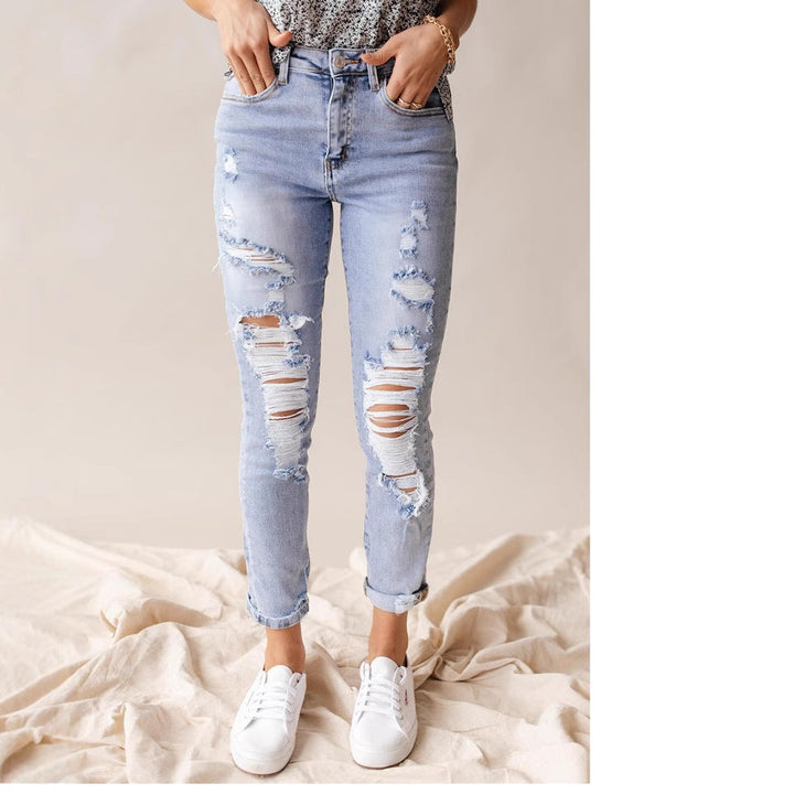 Naisten revityt skinny-farkut vintage-tyylillä, korkealla vyötäröllä ja purgeilla kahleilla Luvik