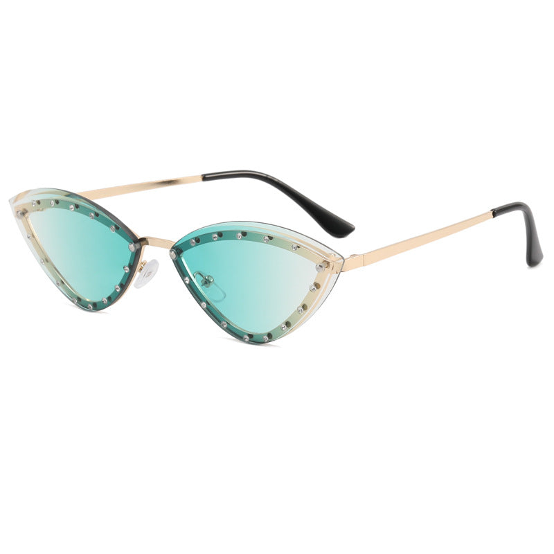 Dame Cat-Eye solbriller med glitter-detaljer Luvikno