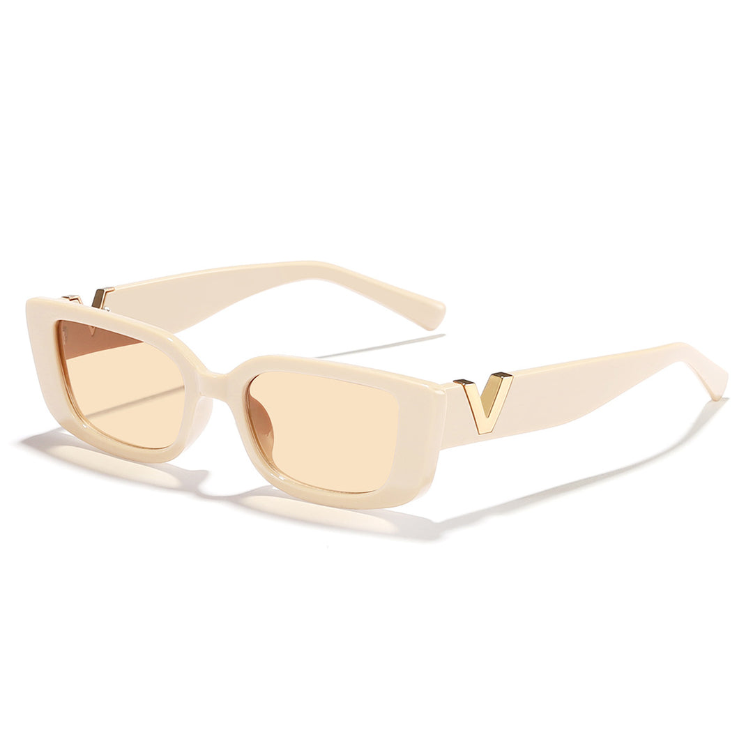 Dame moteriktig kvadratisk solbrille med gullbekledning Luvikno