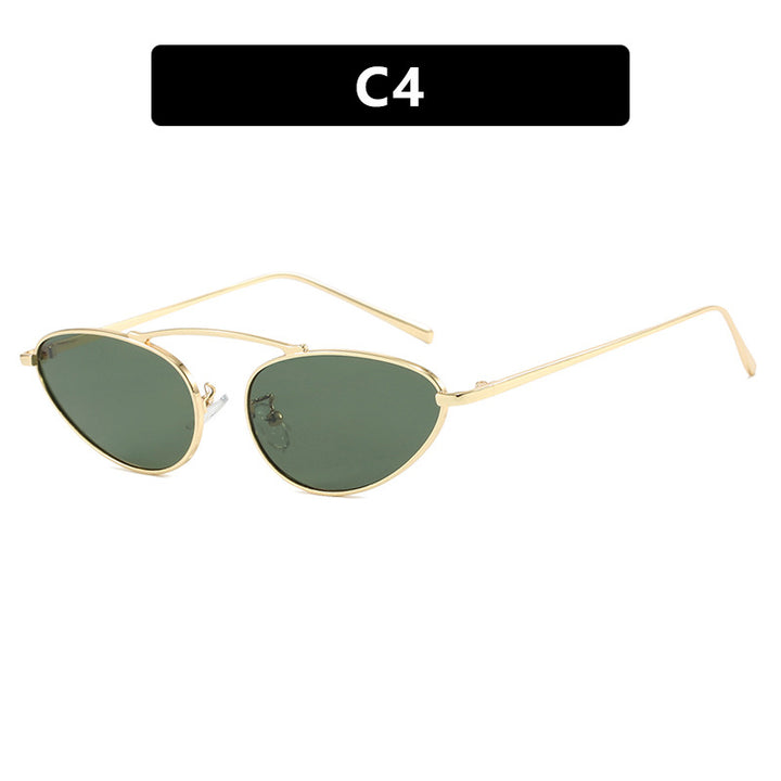 Dame trendy Cat-Eye solbriller med smal metallramme Luvikno