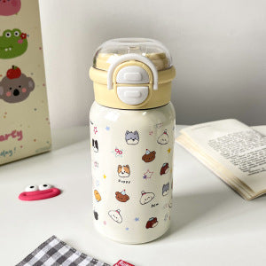Dame barne-drikkeflaske med lyst dyremotiv Luvikno