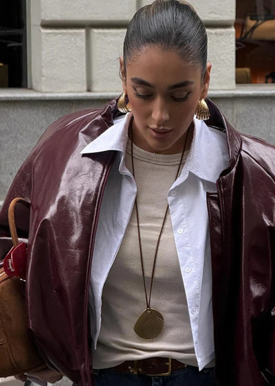 Luvik | Yli koko Kiiltävä keinonahkatakki