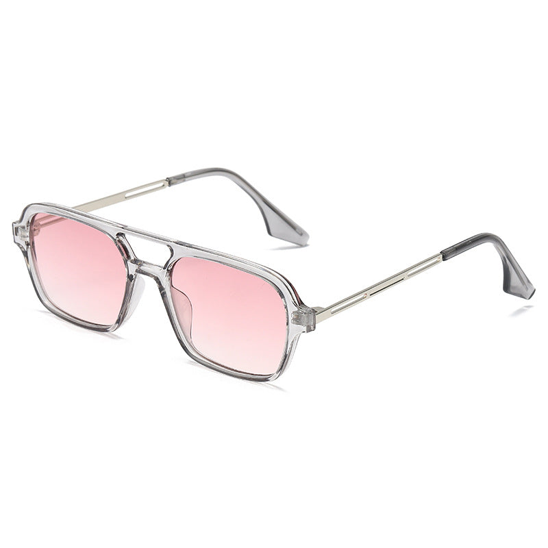 Dame trendy kvadratiske solbriller med transparent ramme og myke linser Luvikno