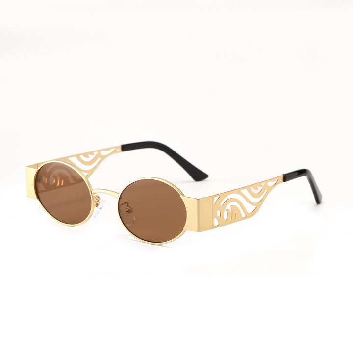 Dame moteriktig rund solbrille med eksepsjonelt design Luvikno