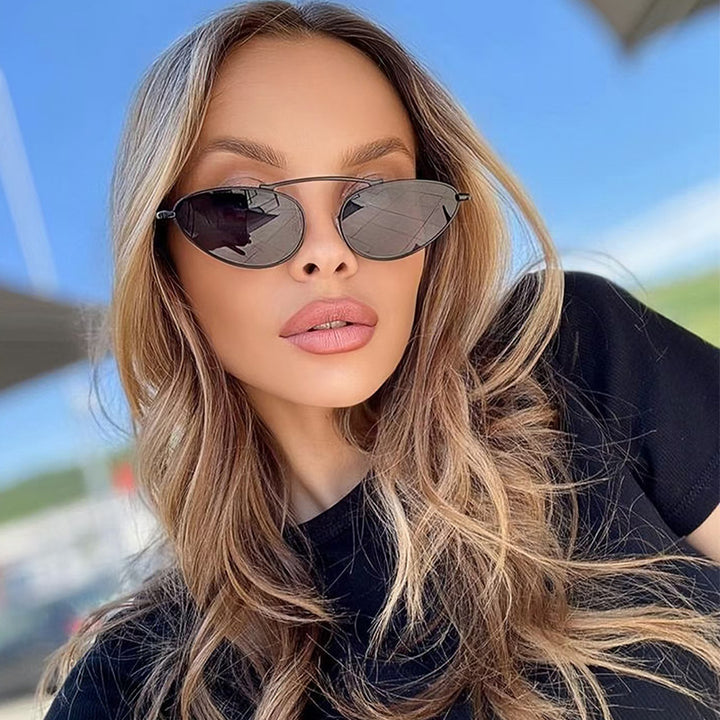 Dame modische solbrille i elegant ovaldesign Luvikno