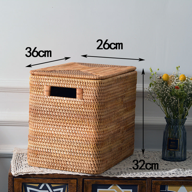 Dame rektangulær Rattan oppbevaringskurv Luvikno