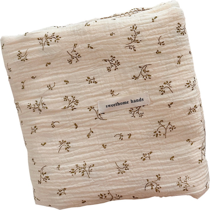 Unisex Cozy Muslin Teppet med Delikat Blomster Mønster Luvikno