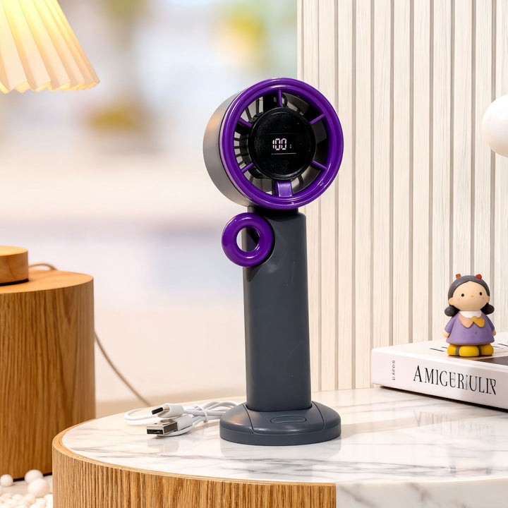 Damer Bærbar Håndvifte med LCD-Digitaldisplay og USB-ladefunksjon Luvikno