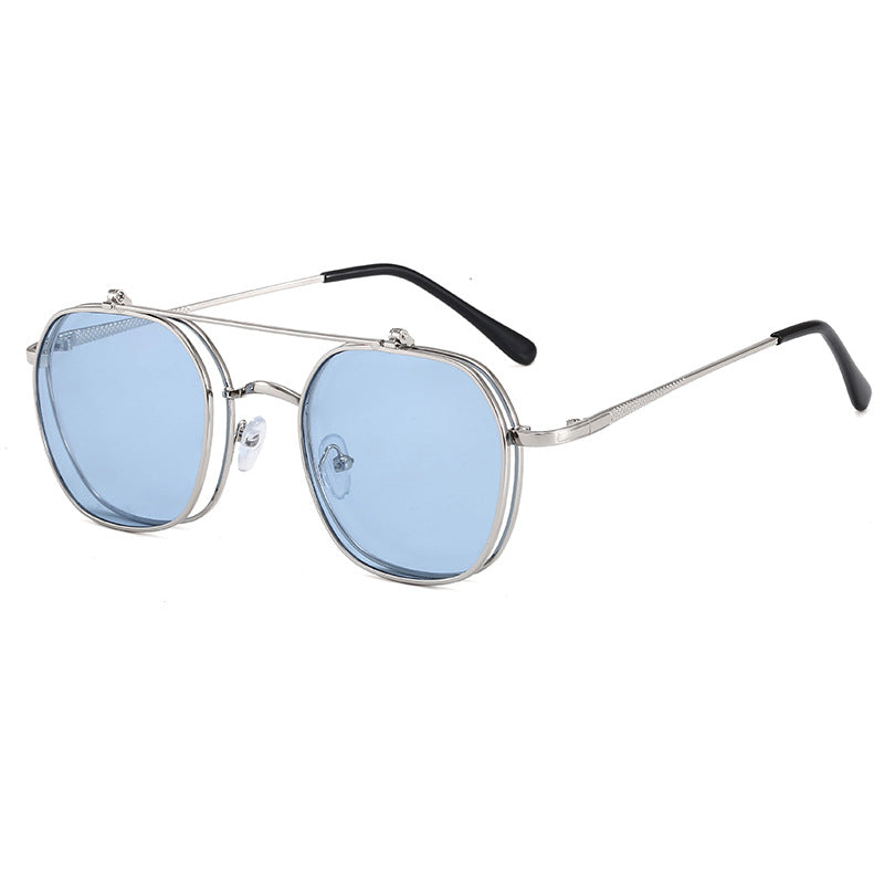 Dame geometrisk oversized solbrille med elegant gullramme Luvikno