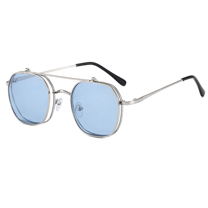 Dame geometrisk oversized solbrille med elegant gullramme Luvikno