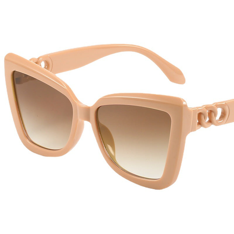 Dame moderne Cat-Eye solbriller med klar ramme og UV-beskyttelse Luvikno