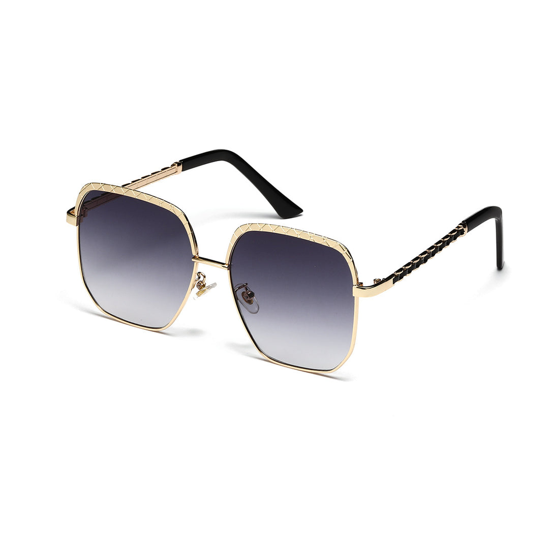 Dame moteriktig oversized solbrille i geometrisk design Luvikno