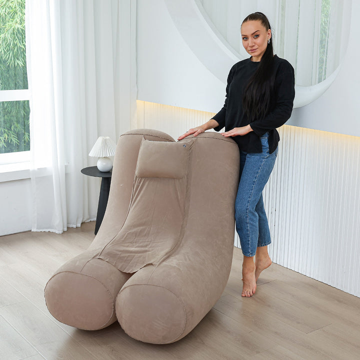 Kvinne Ergonomisk Oppblåsbar Relax Lounger med Hodepute Luvikno